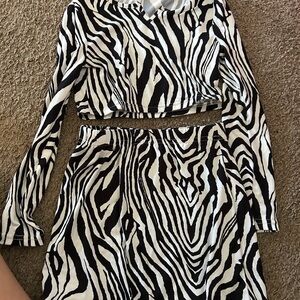 SHEIN Black and White Zebra Print Set